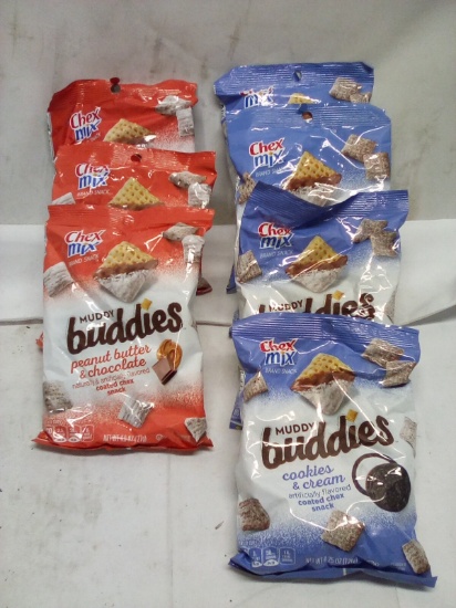 7Pc Chex Mix Muddy Buddies Snack Lot- (4) Cookies&Cream, (3) PB&Chocolate