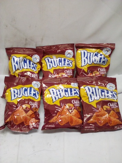 6Pc Bugles Corn Snacks Lot- (6) Chili Cheese
