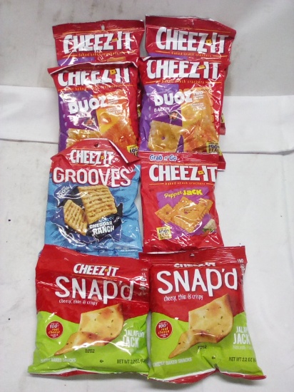8Pc Assorted CheezIt Lot- (4)Duoz, (2)Jal. Jack, (1)Pepper Jack, (1)Ched. Ranch