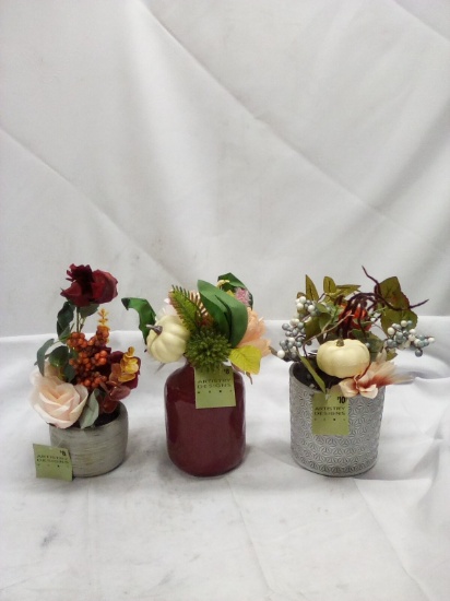Lot of 3 Assorted Artistry Designs Tabletop Artificial Arrangements