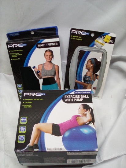 3Pc ProStrength Lot- (1) Active Armband, (1) Waist Trimmer, (1) Ball w/ Pump