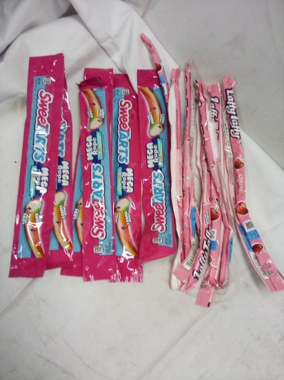 Qty 7 Cherry Laffy Taffy/ Qty 6 Sweet Tart Mega Ropes Twisted Rainbow Punch