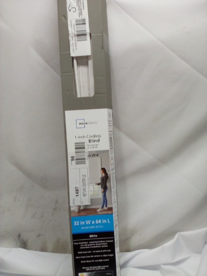 32 in w x 64 in l cordless blinds white