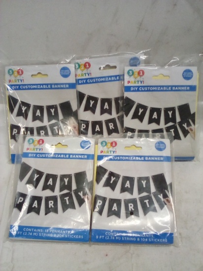 Qty 5 DIY Customizable Banner 9ft 104 Stickers