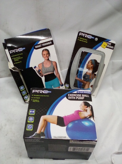 3Pc ProStrength Lot- (1) Active Armband, (1) Waist Trimmer, (1) Ball w/ Pump