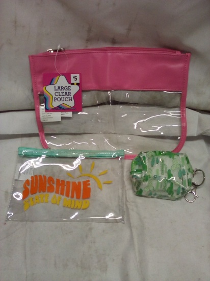 Qty 3 Clear Pouches Various Sizes