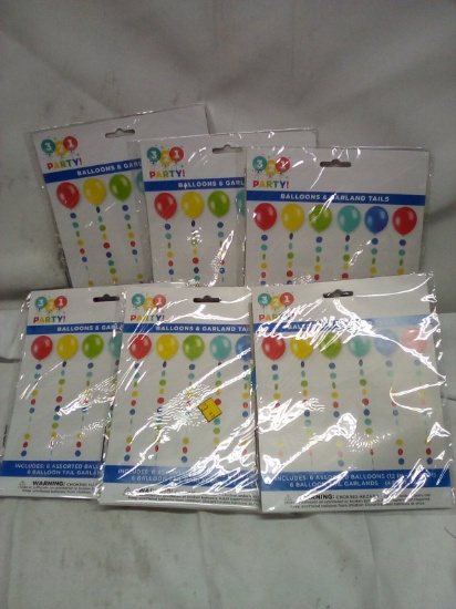 Qty 6 Balloons & Garland tails