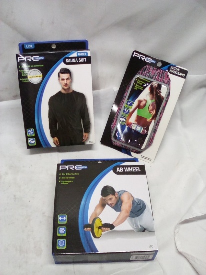 3Pc ProStrength Lot- (1) Ab Wheel, (1) Active Waistband, (1) Sauna Suit