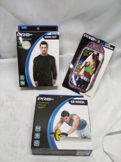 3Pc ProStrength Lot- (1) Ab Wheel, (1) Active Waistband, (1) Sauna Suit