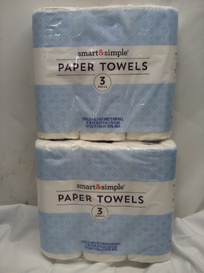 Qty 2 Paper Towels 2 Ply 3 Rolls