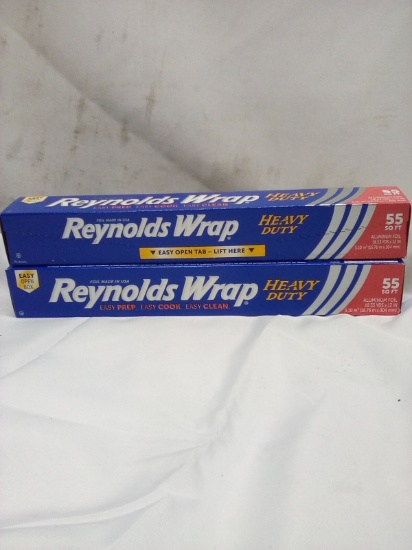 Qty 2 Reynolds Wrap Heavy Duty 55 sq ft Aluminum Foil