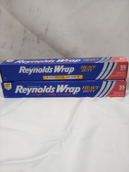 Qty 2 Reynolds Wrap Heavy Duty 55 sq ft Aluminum Foil