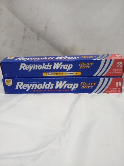 Qty 2 Reynolds Wrap Heavy Duty 55 sq ft Aluminum Foil