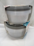 Qty 2 Large Bowls with Lids 6.2 cups Leak Resistant plastic storage container