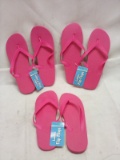 3 Pairs of Pink Assorted Ladies Flip Flops- (2) Medium, (1) Small
