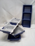 Set of 4 Blue Food Grade 3-Section Platters