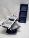 Set of 4 Blue Food Grade 3-Section Platters