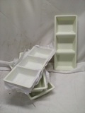 Set of 4 Off White Food Grade 3-Section Platters