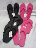 6 Pairs of Assorted Color Ladies Flip Flops- Large (9/10)