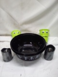 Halloween Lot 2 cups 2 led candles 3 bowls