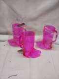 3 Pink Boot tumblers