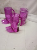 3 purple tumblers
