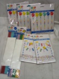 Qty 7 Party Lot- Balloon & Garland, Cake Toppers, Table Runners