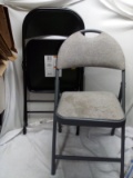 Qty 2 Metal Folding Chairs- 1 with cushion 1 without cushion