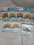 Qty 6 Rainbow Foil Balloon/ Zip Top Treat Bags 16ct