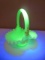 Beautiful Fenton Uranium Custard Glass Handpainted & Signed Basket