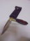 Wood & Brass Handled Lockblade Knife w/ Leather Sheafe