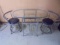 Small Metal Glass Top Table w/2 Matching Chairs