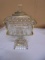 Vintage Jeanette Glass Wedding Box Pedistal Covered Candy Dish