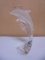 Beautiful Frosted Art Glass Dolphin Candle Holder