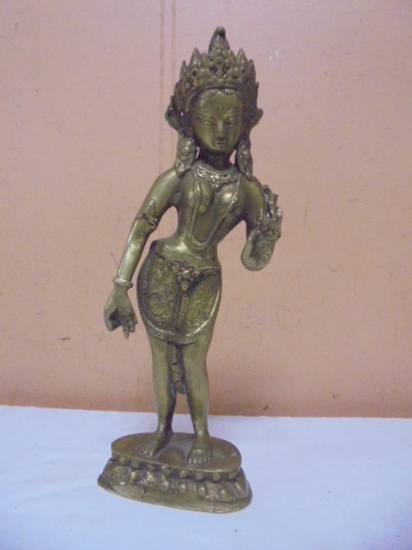 Vintage Brass Standing Goddess Tara Statue