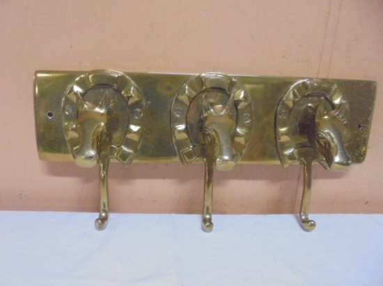 Brass Triple Horse Head Wall Hook