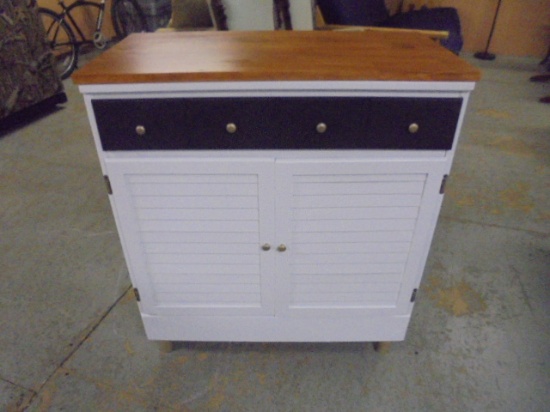 Solid Wood Painted Cabinet w/ Drawer & 2 Doors