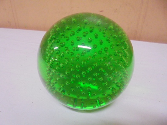 Green Controlled Bubble Paperweight