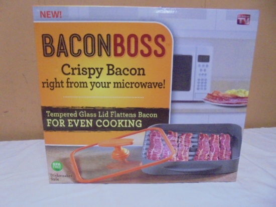 Bacon Boss Microwave Bacon Cooker w/ Tempered Glass Press