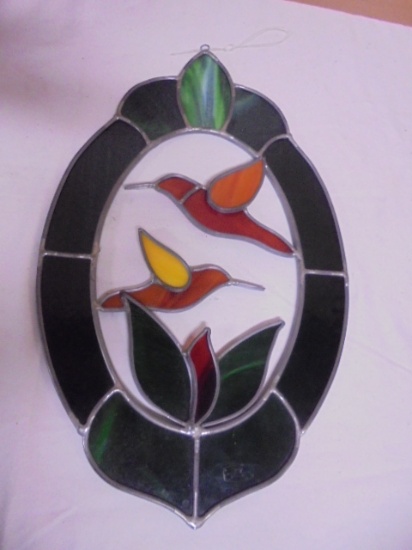 Beautiful Stained Glass Piece w/ Hummingbirds