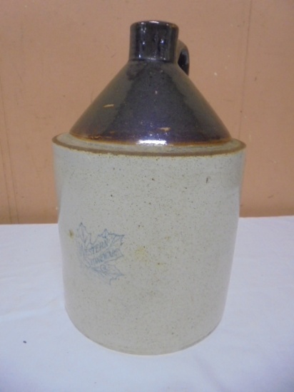 Vintage Western Stoneware Brown Over White Crock Jug