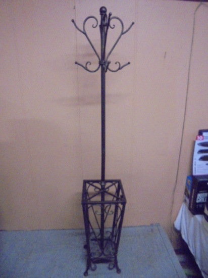 Beautiful Iron Hall Tree w/ Umbrella Stand on Bottom