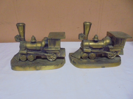Vintage Set of Metal Locomotive Bookends