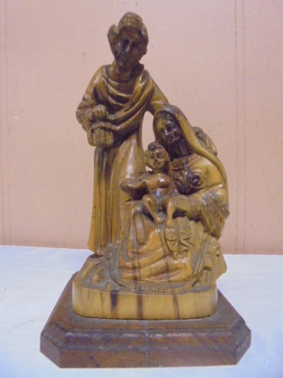 Vintage Carved Wood Holy Family Figural