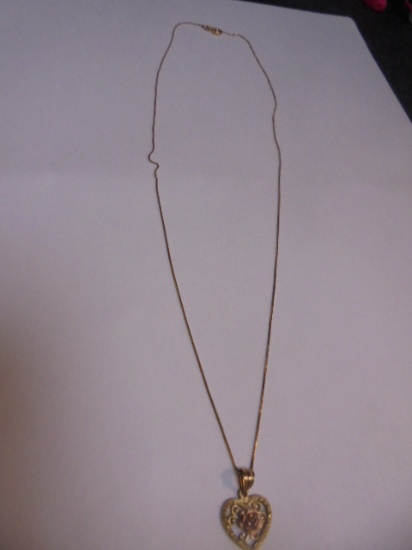 Ladies 17in 14kt Gold Necklace w/ Heart Pendant