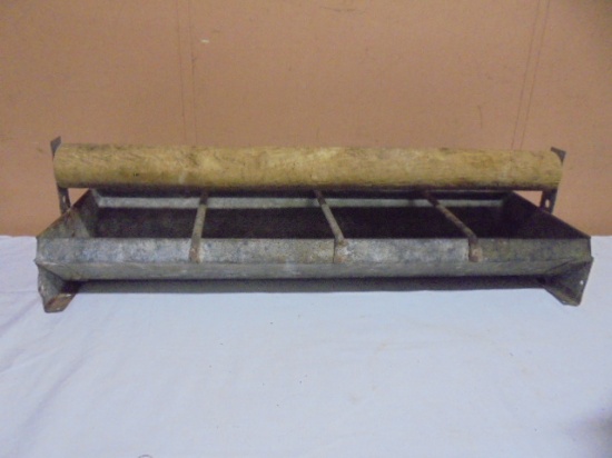 Vintage Galvinized Metal Chicken Feeder