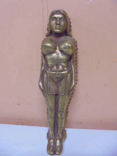 Vintage Large Partial Nude Brass Indian Wall Art