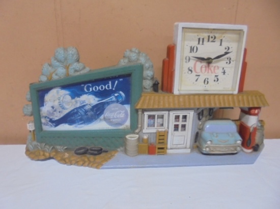 Vintage Burwood Products Coca-Cola Bottle Cap Boy Wall Clock