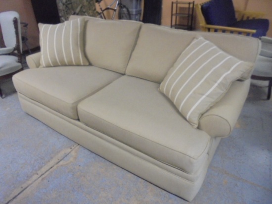 Beautiful Tan Sofa w/ Matching Accent Pillows