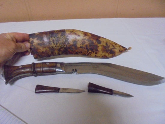 3pc Wood Handle Knife Set in Sheafe